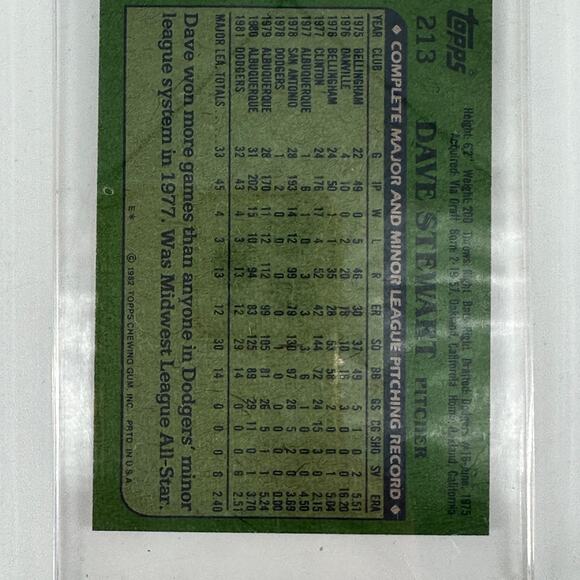 1982 Topps Dave Stewart #213 Los Angeles Dodgers Vintage Baseball Card - Picture 4 of 7